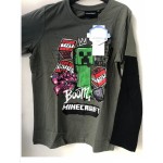 Minecraft Kids Long Sleeve T-Shirt 100% Cotton Brown Black - (48068) KIDS FASHION Τεχνολογια - Πληροφορική e-rainbow.gr