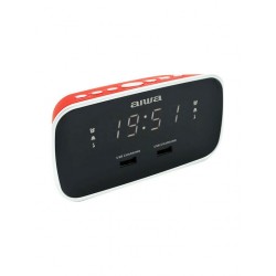 Aiwa CRU-19RD Digital Alarm Clock with Dual USB Charge