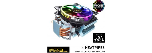 Ψύκτρα ARMAGGEDDON CPU AIR COOLER 1500 RPM ARCTIC STRORM 3 RGB R4 HEATPIPES - AS3 PSU Τεχνολογια - Πληροφορική e-rainbow.gr