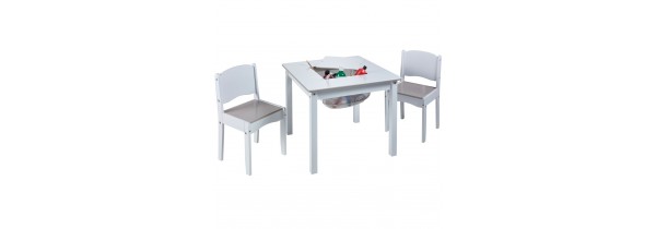 Children's table set with 2 chairs & storage space in the middle White 60 * 60cm. - (669952) KIDS ROOM Τεχνολογια - Πληροφορική e-rainbow.gr