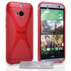 Θηκες κινητου - OEM – Θήκη Silicone για HTC ONE M8   x-line Red + Μεμβράνη Προστασίας HTC Τεχνολογια - Πληροφορική e-rainbow.gr